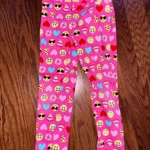 Girls Pink Emoji Pants w/adjustable waist 6x/7